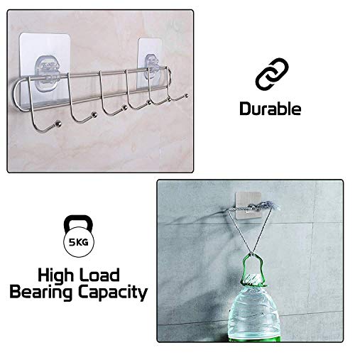 DYRROTH 41 cm Kitchen Rail,304 Stainless Steel Utensil Racks with 6 Sliding Hooks, No Drilling Wall Mounted for Kitchenware/Towels/Coffee Mugs/Bathroom (1) - Image 5