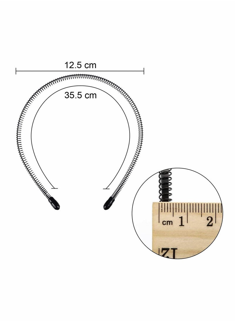 Excefore - Hair Band,  Elastic Metal Hair Hoop, Thin Slim Narrow Metal Hair Bands, Black Wave Hairband Unisex Girl Men's Headband for Non Slip Outdoor Sports Yoga, Sports Fashion Headwear - Image 1