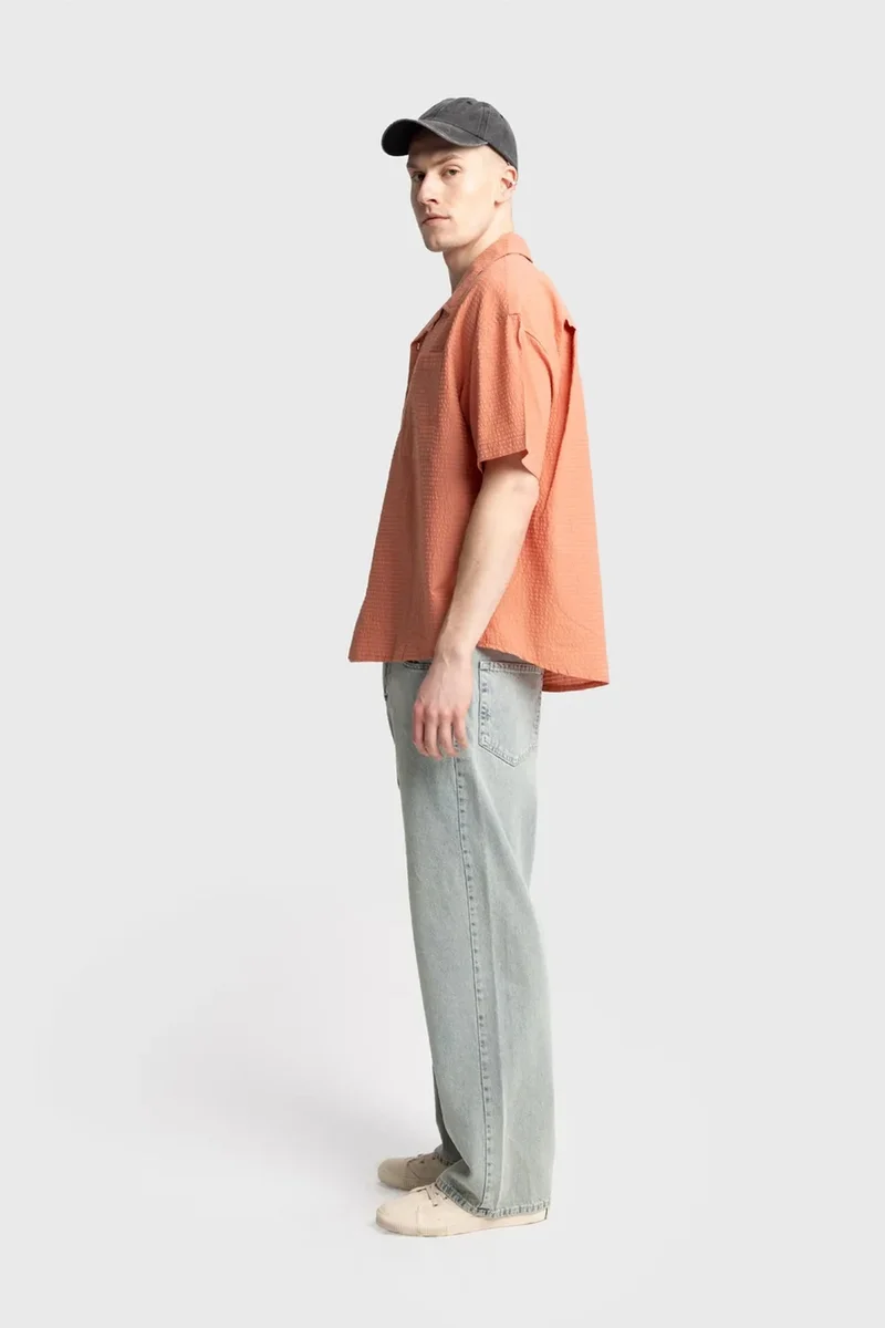 Giesto Pale Orange GIESTO Textured Short Sleeve Shirt for Men | Best Price UAE