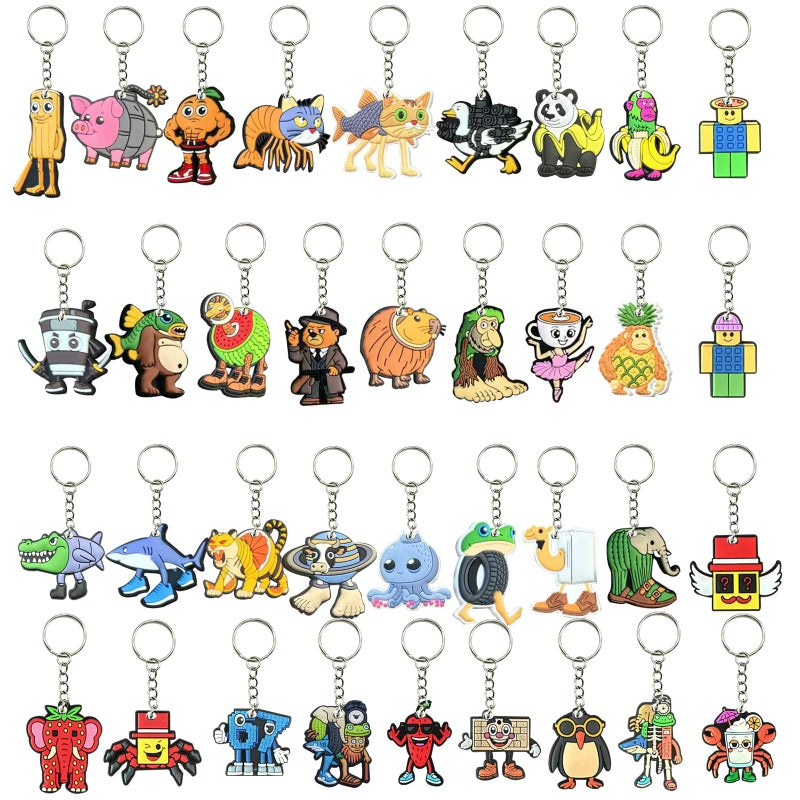GREAWOD Italian Brainrot Keychains Quirky Cartoon Character Charms with Durable Metal Key Rings, Multicolor Meme-Style Accessories (36) - Image 1