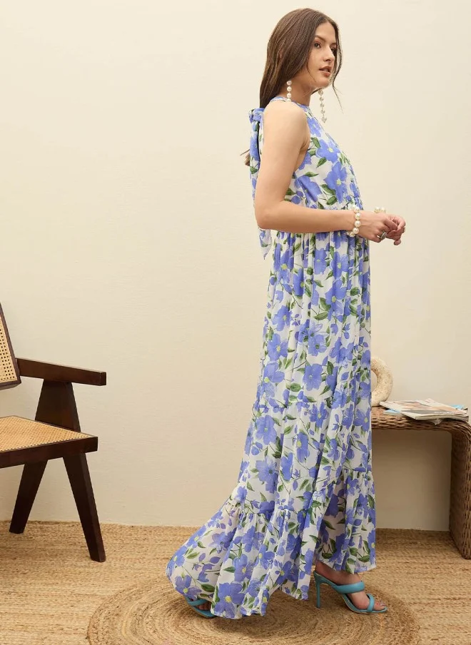 ساسافراس Floral Printed Halter Neck Maxi Dress for Women