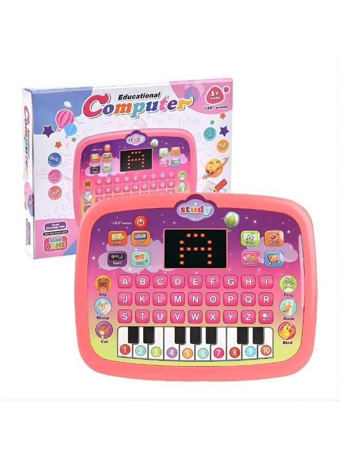 جهاز لوحي للأطفال / لوحة تعليمية للرضع بشاشة LED لتعليم الحروف الأبجدية، الأرقام، الكلمات، الموسيقى، الرياضيات، لعبة إلكترونية تفاعلية لتنمية المهارات المبكرة للأولاد والبنات بعمر 3 سنوات فما فوق (وردي) - Image 1