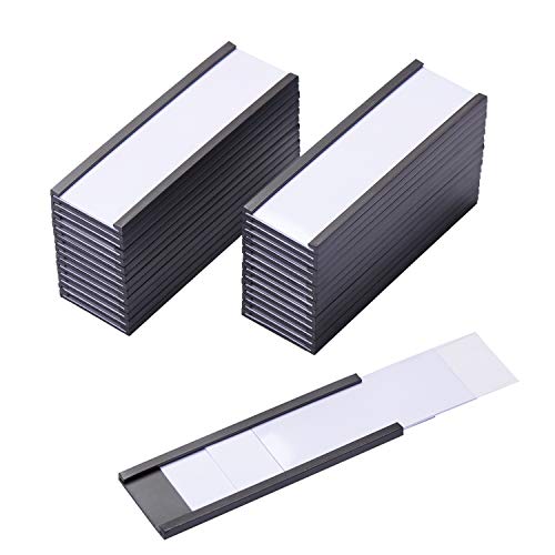 Eeoyu Magnetic Label Holders with Magnets Magnetic Data Card Holders with Clear Plastic Protectors for Metal Shelf, Whiteboard, Set of 30 (1 x 3 Inch) - Image 1