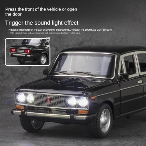 Invite Enterprise Invite Diecast 1:24 Lada 2106 Alloy Car Model High Simulation Metal Toy Classic Car Vehicles Model Sound Light Collection Children Gift [Multicolor] - Image 3
