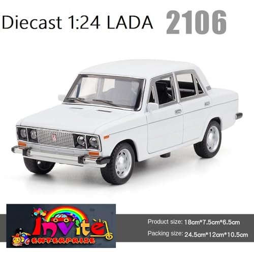 Invite Enterprise Invite Diecast 1:24 Lada 2106 Alloy Car Model High Simulation Metal Toy Classic Car Vehicles Model Sound Light Collection Children Gift [Multicolor] - Image 4