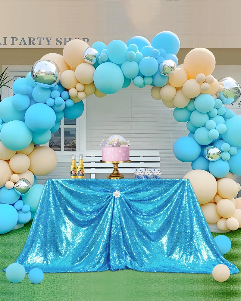 بارتي ديلايت PartyDelight Turquoise Sequin tablecloth Square Square Table Table Cloth Proplay 90 "" X 90 "" - Image 3