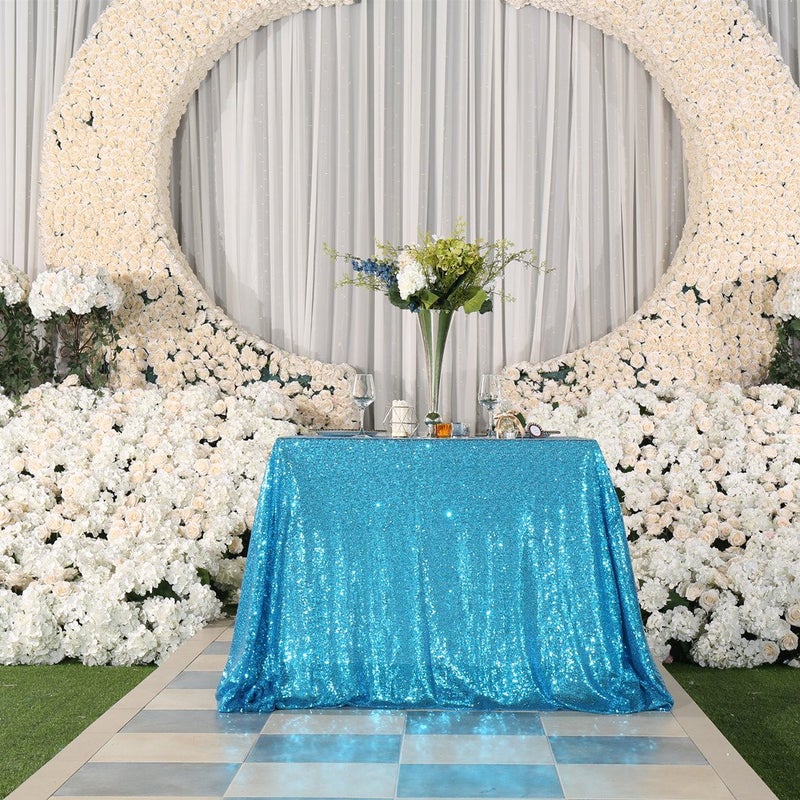 بارتي ديلايت PartyDelight Turquoise Sequin tablecloth Square Square Table Table Cloth Proplay 90 "" X 90 "" - Image 5