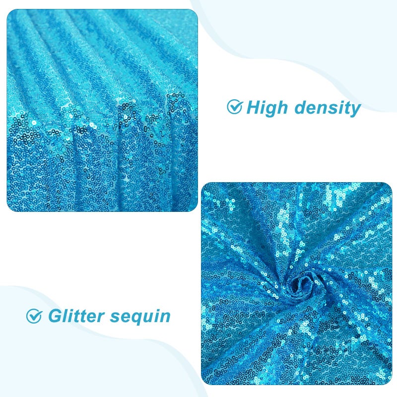 بارتي ديلايت PartyDelight Turquoise Sequin tablecloth Square Square Table Table Cloth Proplay 90 "" X 90 "" - Image 2