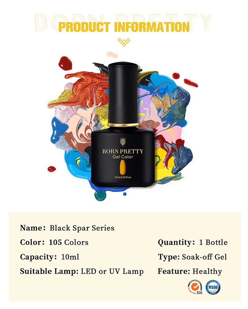 BORN PRETTY Gel Nail Polish Black Spar Series Color from BELLE GAGA UV LED Lamp Required to cure DIY Soak Off UV Gel Nail Varnish 064 - Image 4