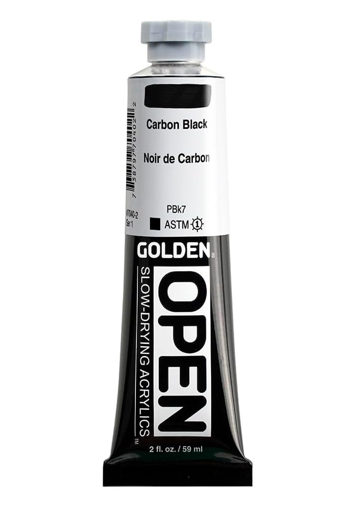 Golden Artist Colors OPEN Acrylic Paint - Carbon Black, 2 Fl Oz - Image 1