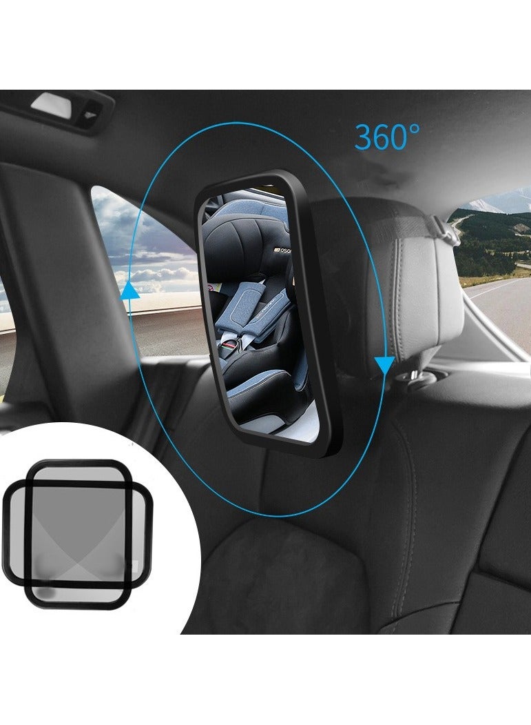 VIUAUAX Car Rearview Mirror 360° Rotating Car Backseat Baby Observation Mirror Car Baby Rearview MirrorExtra Large Safest Rear View Mirror for Babies, Toddlers, and Pets | Wide View, Adjustable, Acrylic Mirror  360° Rotation for Backseat - Image 5