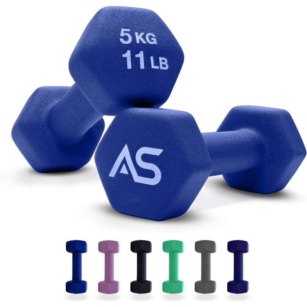 Neoprene Dumbbell Set For Home Gym Exercise - Anti Slip Fitness Equipment For Pilates, Cardio, Training - Anti Sweat Hex Dumbbells in 1Kg 2Kg 3Kg 4Kg 5Kg In Pair