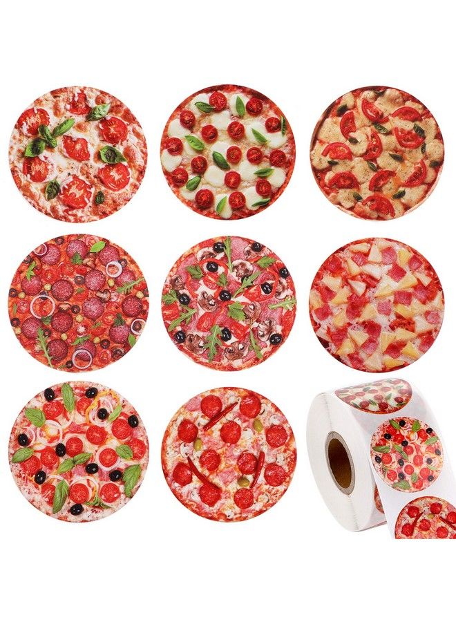 Blulu 600 Pieces Pizza Stickers Roll With Various Round Photo Pizza Designs Decorative Seal Stickers For Pizza Themed Party Birthday Halloween Party Supply Classroom Reward Sticker - Image 2