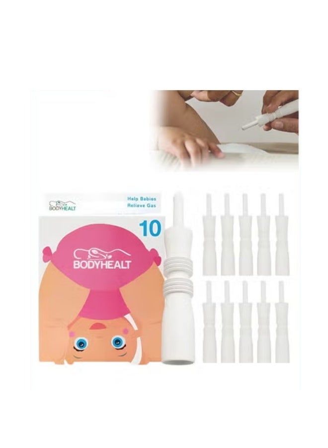 DOOKOO 10 Pcs Baby Colic and Gas Relief, Constipation Relief for Newborn, Infant Gas and Colic Reliever Rod Tool, Baby Gas Passer, Instant Natural Solution, BPA Free,White - Image 2