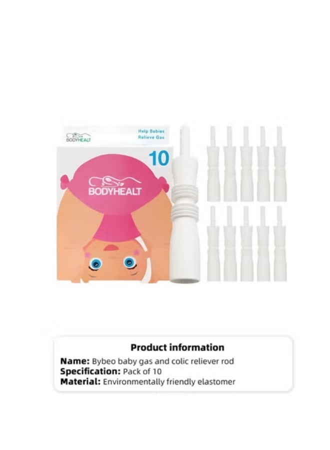 DOOKOO 10 Pcs Baby Colic and Gas Relief, Constipation Relief for Newborn, Infant Gas and Colic Reliever Rod Tool, Baby Gas Passer, Instant Natural Solution, BPA Free,White - Image 1
