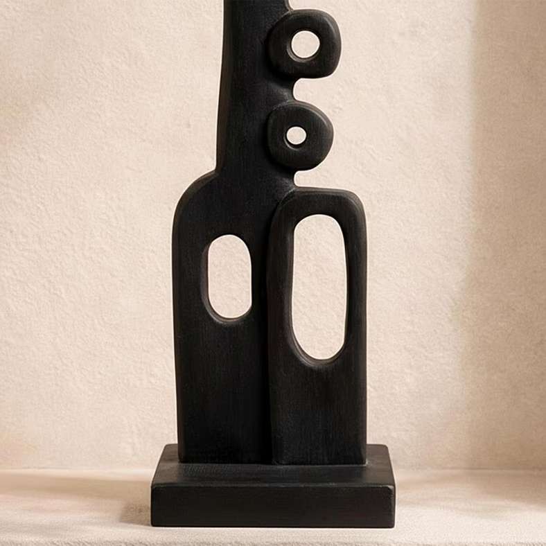 Pan Home Fio Teakwood Abstract Decor Accent 10x10x41cm - Black - 112ATO9901263 - Image 3