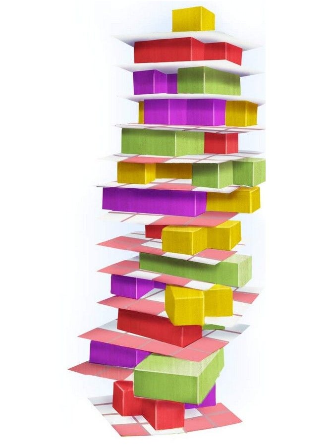 : Crazy Tower Wooden Blocks Tower Building Stacking Kids Game With A Twist Of Cards Avoid Tumbling The Tower 1 4 Players Ages 8 And Up 15 Min Play Time