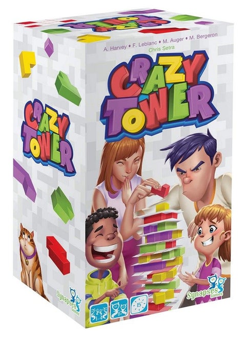 : Crazy Tower Wooden Blocks Tower Building Stacking Kids Game With A Twist Of Cards Avoid Tumbling The Tower 1 4 Players Ages 8 And Up 15 Min Play Time