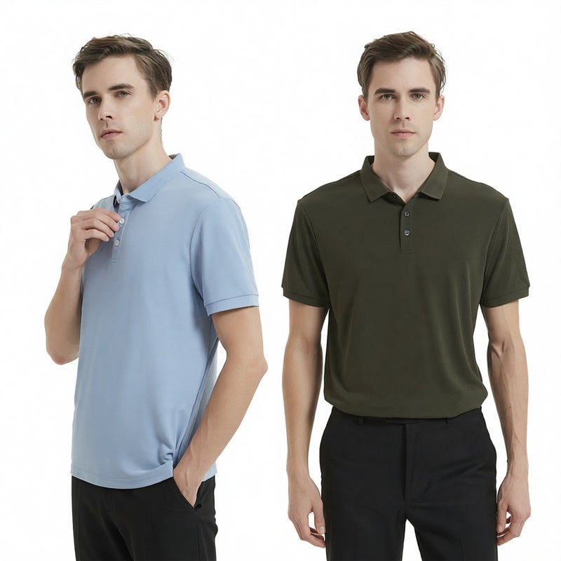 Men's Quick-Dry UV Protection Short Sleeve Polo Shirt Outdoor Casual Top - Image 1
