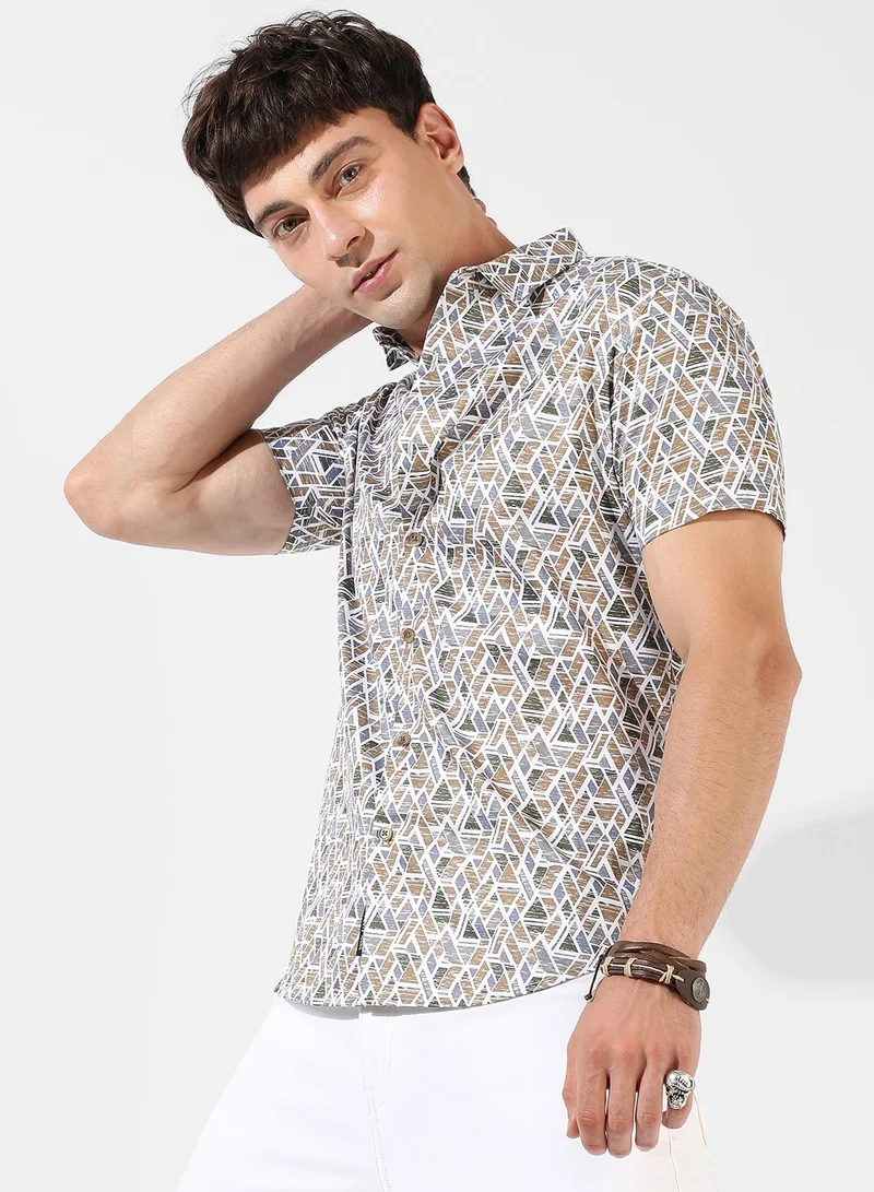Campus Sutra Men's Multicolour Printed Regular Fit Casual Shirt