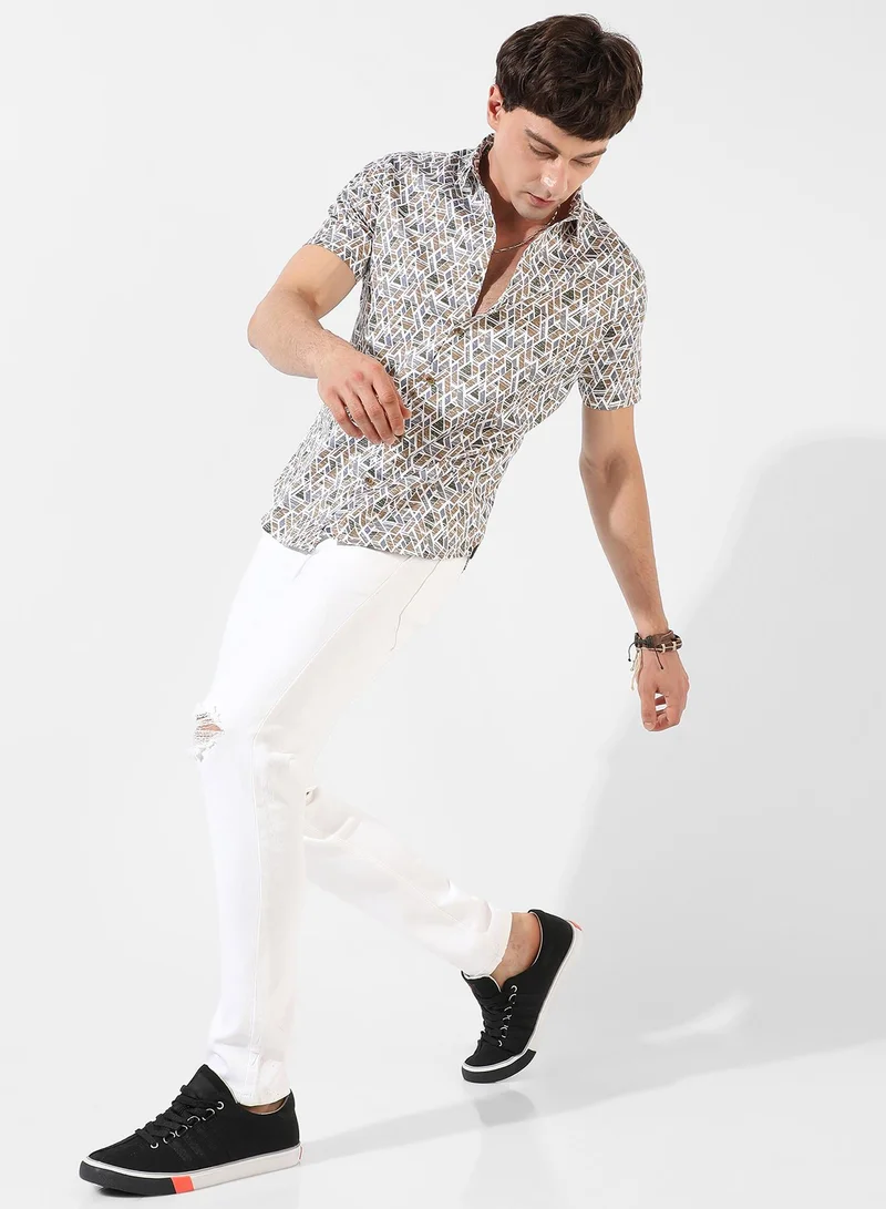 Campus Sutra Men's Multicolour Printed Regular Fit Casual Shirt