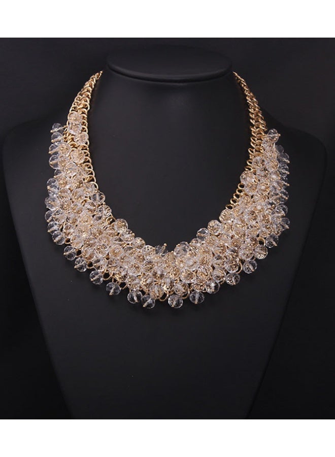 NIBEMINENT Handmade Multi-Layer Crystal Glass Choker Necklace - European and American Style