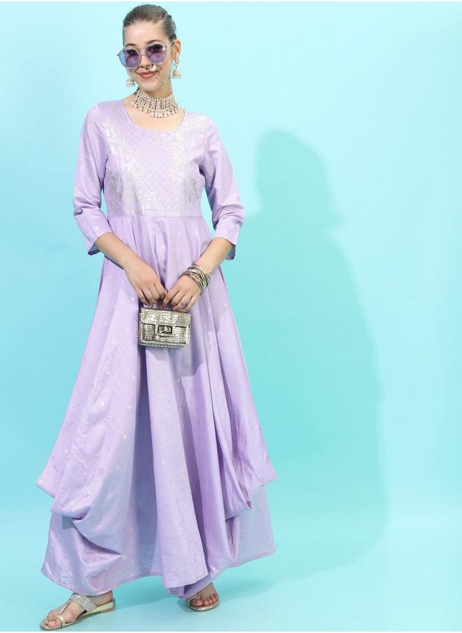Vishudh Lavender Printed Dress  - Image 5