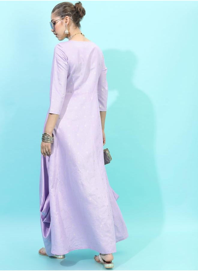 Vishudh Lavender Printed Dress  - Image 3
