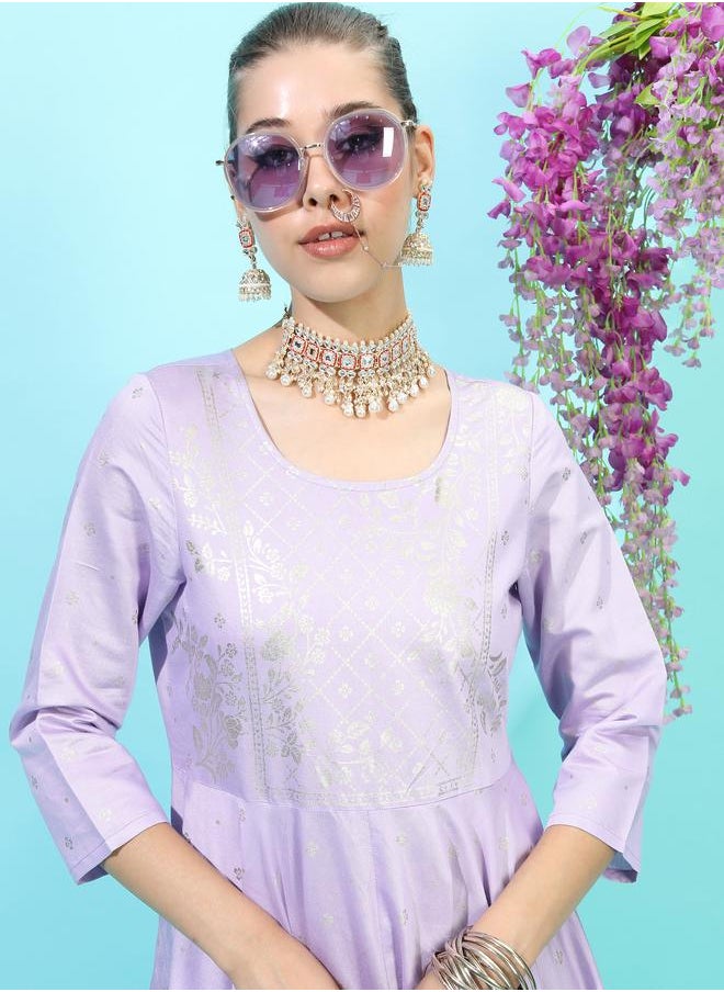 Vishudh Lavender Printed Dress  - Image 2