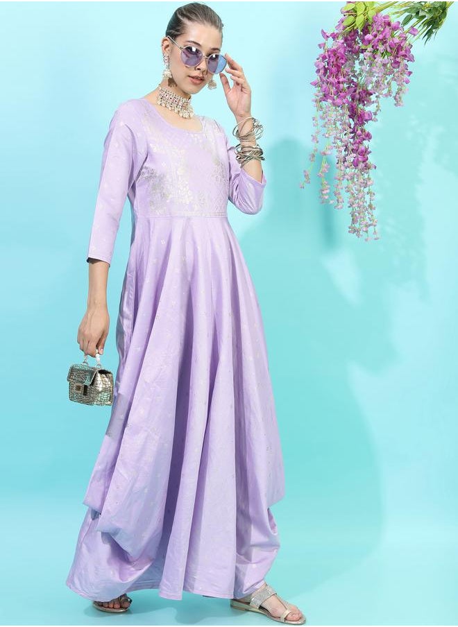 Vishudh Lavender Printed Dress  - Image 1