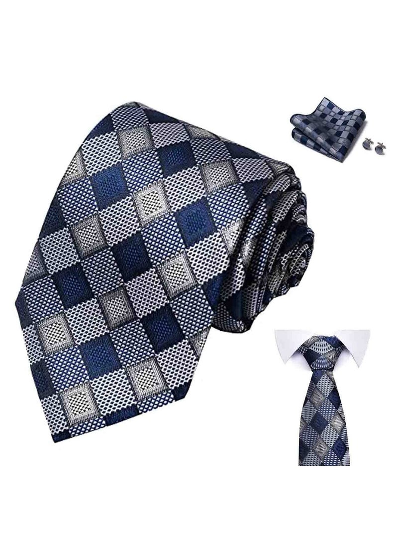 LYNLYN Ties for Men Set with Pocket Square Cufflink and Tie Clip | Necktie Handkerchief in Gift Box  - Image 1