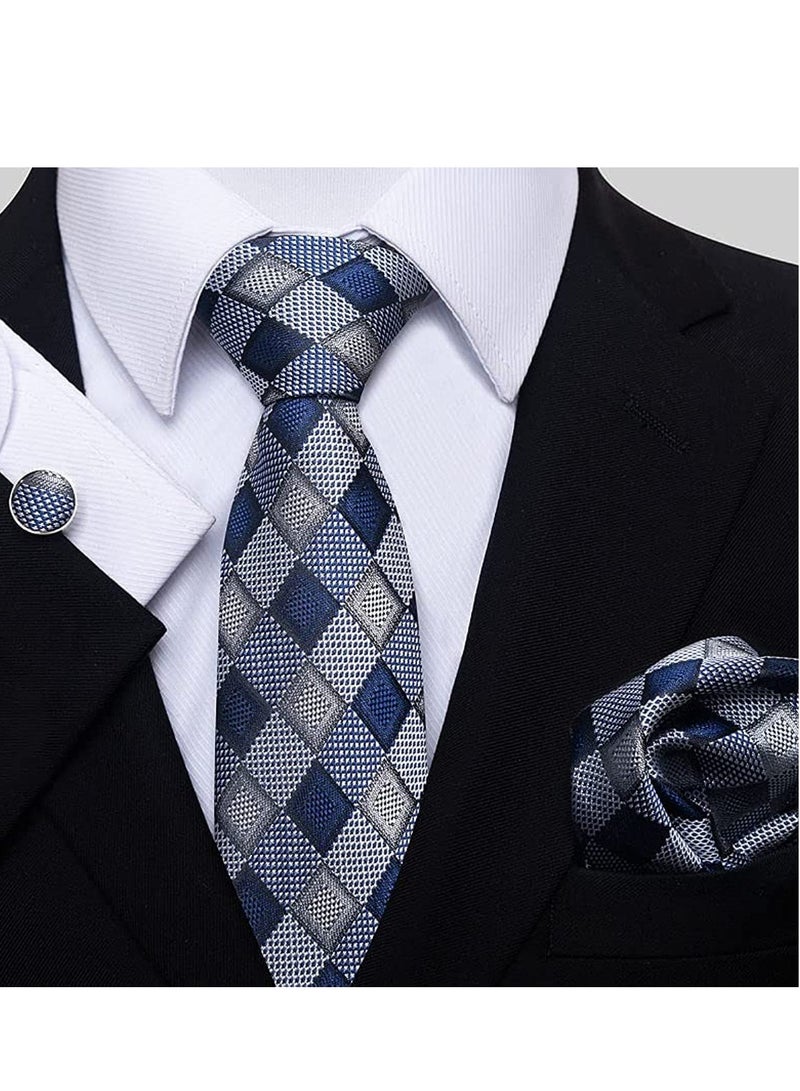 LYNLYN Ties for Men Set with Pocket Square Cufflink and Tie Clip | Necktie Handkerchief in Gift Box  - Image 3