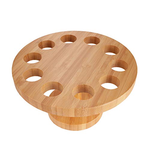 BambooMN 7.25 Inch Natural Bamboo Circle Food Cone Display Tamaki Stand for Restaurants, Catered Events, Party or Buffets, Holds up to 10 Cones - Image 1