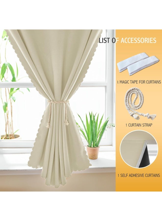 DELGREEN 100% Blackout Curtain, Self-adhesive and Portable, Easy to install, Sun Protection, Heat Insulation, Privacy Protection, Short Length, Suitable for Various Room Types, Bedroom Curtains, Bedroom Decoration, Modern Curtains - Image 5