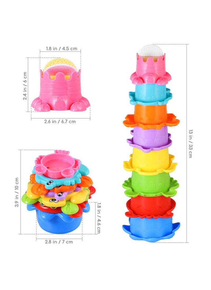 SYOSI - 8PCS Baby Bathtub Stacking Cup Toy Set, Squirting Bath Toys Summer Beach Fun Water Play Stacking Cups Squirting & Stacking Cups Fun Water Play Toys for Toddlers & Infants - Fun & Educational - Image 1