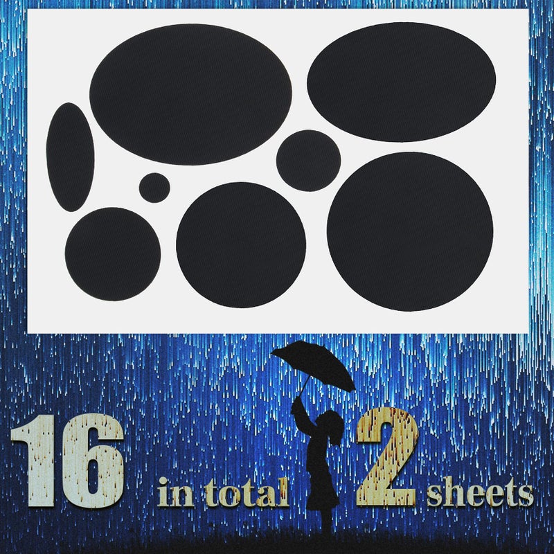 SmallCat 16 pcs Black Down Jacket Repair Patches, Nylon Patches Self Adhesive, Fabric Patches Waterproof for Clothes, Tents, Puffer Jackets - Oval, Round, 2 Sheet - Image 3