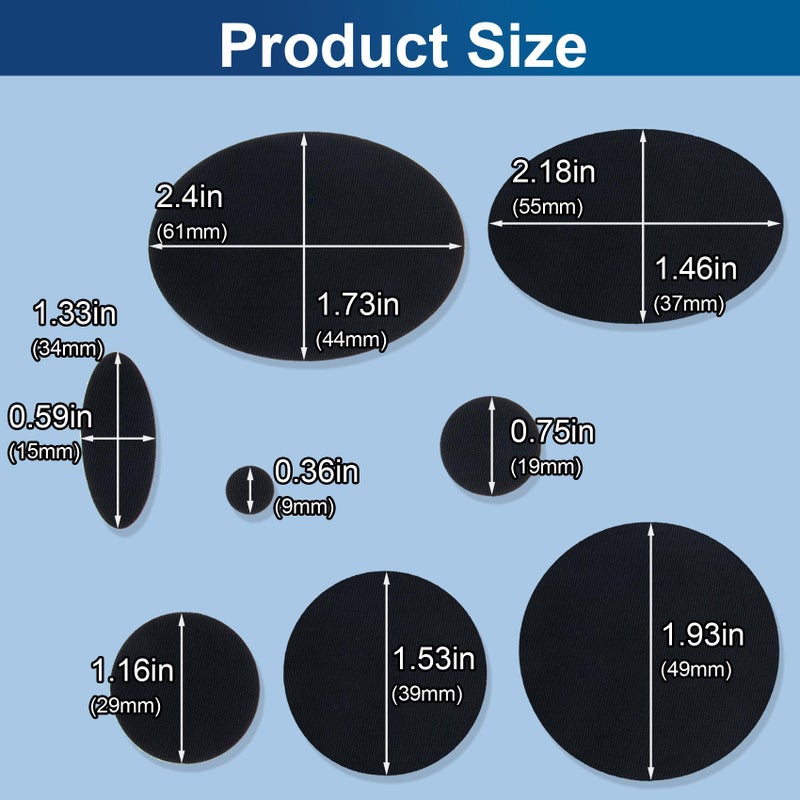 SmallCat 16 pcs Black Down Jacket Repair Patches, Nylon Patches Self Adhesive, Fabric Patches Waterproof for Clothes, Tents, Puffer Jackets - Oval, Round, 2 Sheet - Image 2