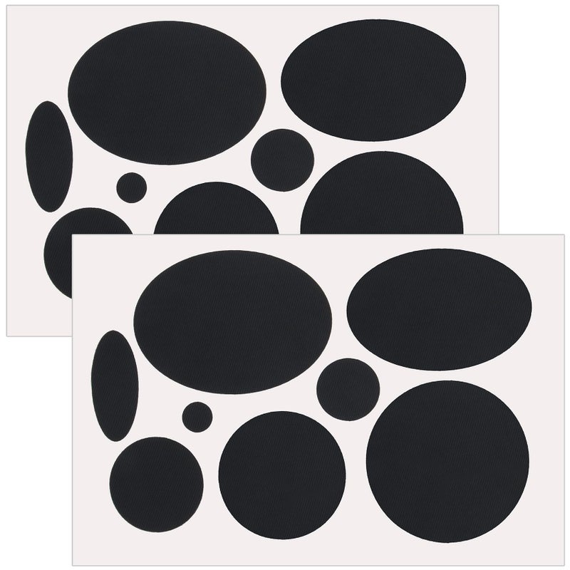 SmallCat 16 pcs Black Down Jacket Repair Patches, Nylon Patches Self Adhesive, Fabric Patches Waterproof for Clothes, Tents, Puffer Jackets - Oval, Round, 2 Sheet - Image 1