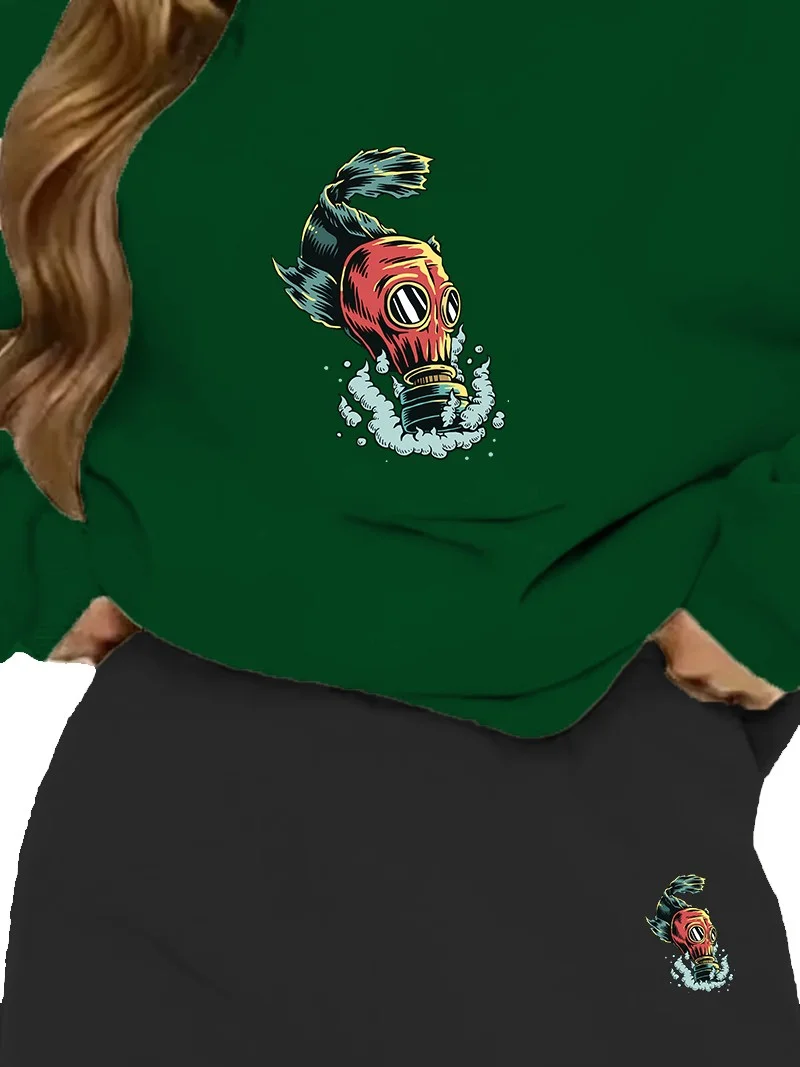 DogFish Tracksuit Set Oversize Fish Printed Tracksuit Set,lover,couple Combination Green