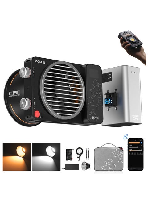 ZHIYUN MOLUS X100 Combo V2 Upgraded Version LED Video Light [Official],Portable 100W 2700K-6500K CRI 95+ TLCI 97+ Bluetooth Brightness Control Continuous Output Lighting for Photography Studio Light