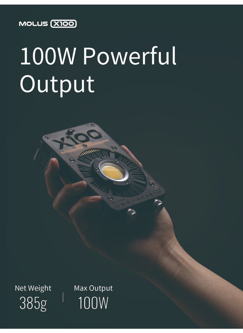 ZHIYUN MOLUS X100 Combo V2 Upgraded Version LED Video Light [Official],Portable 100W 2700K-6500K CRI 95+ TLCI 97+ Bluetooth Brightness Control Continuous Output Lighting for Photography Studio Light