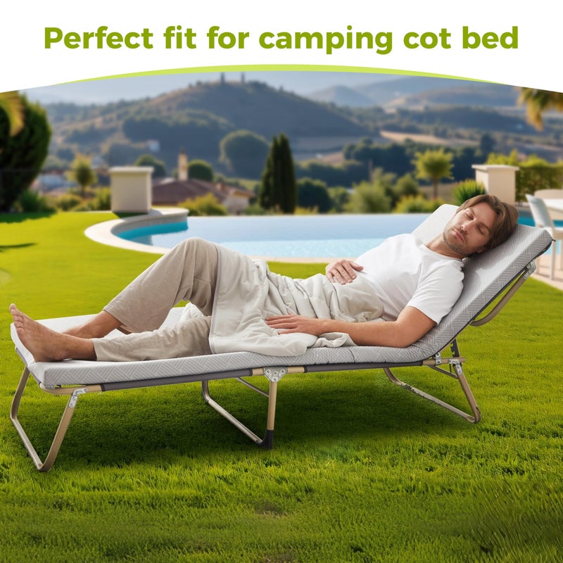 Jamdok Cooling Foam Camping Mattress for Hot Sleeper,Waterproof Sleeping Pad with Carry Bag,Roll Up Cot Mattress Topper for Summer Camping Bed,Hiking,Car,Portable(75 x 30 x 2 inches) - Image 4