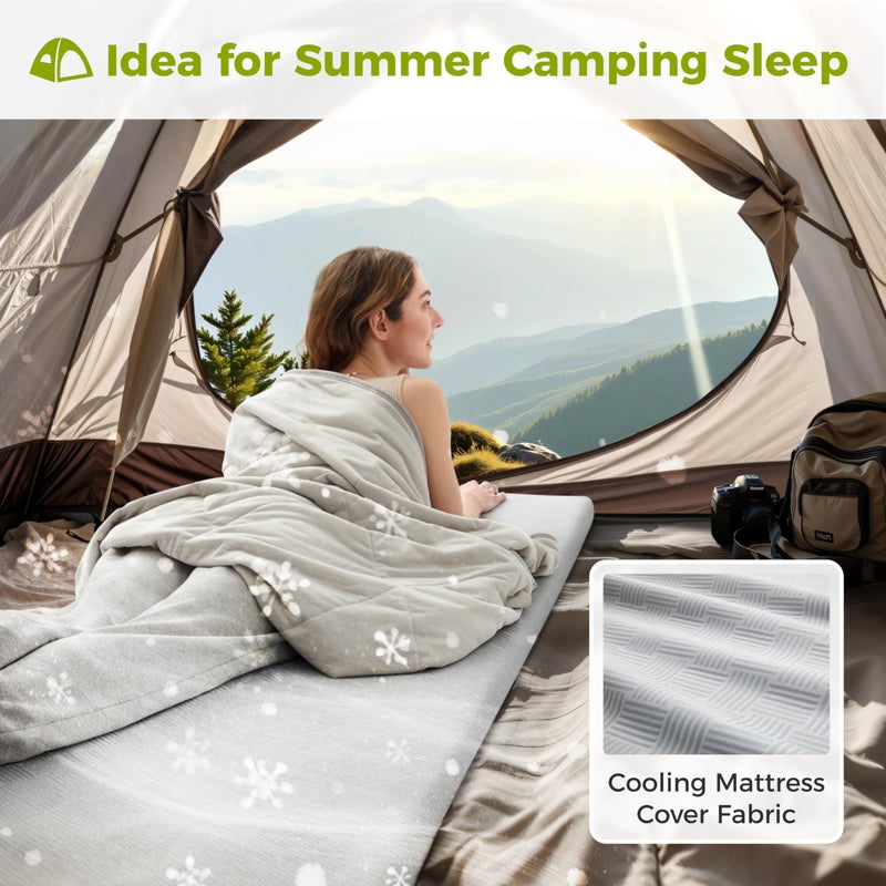 Jamdok Cooling Foam Camping Mattress for Hot Sleeper,Waterproof Sleeping Pad with Carry Bag,Roll Up Cot Mattress Topper for Summer Camping Bed,Hiking,Car,Portable(75 x 30 x 2 inches) - Image 2