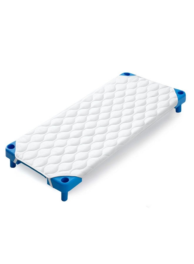 Comfyanno Quilted Daycare Cot Padded Nap Mat, 23" x 51" Cot Sheets for Daycare Standard Size, Cot Nap Pad for Kids, Boys/Girls, Preschool Cot Fitted Sheets Alternative - White - 1 Pack - Image 1