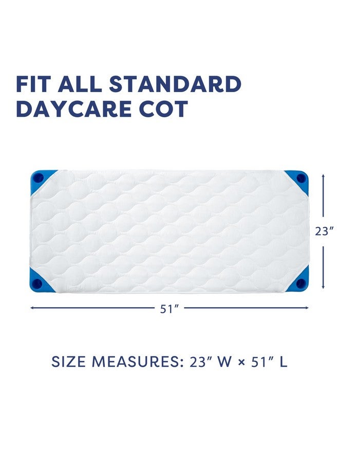 Comfyanno Quilted Daycare Cot Padded Nap Mat, 23" x 51" Cot Sheets for Daycare Standard Size, Cot Nap Pad for Kids, Boys/Girls, Preschool Cot Fitted Sheets Alternative - White - 1 Pack - Image 2