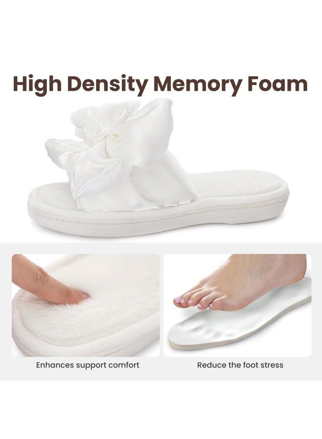 ULTRAIDEAS Women's Eurytides Slide Slippers Memory Foam House Shoes, Fur White, 9-10 - Image 4