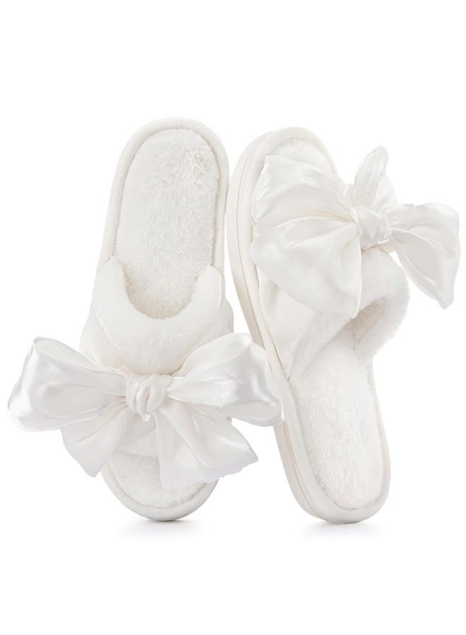 ULTRAIDEAS Women's Eurytides Slide Slippers Memory Foam House Shoes, Fur White, 9-10 - Image 1