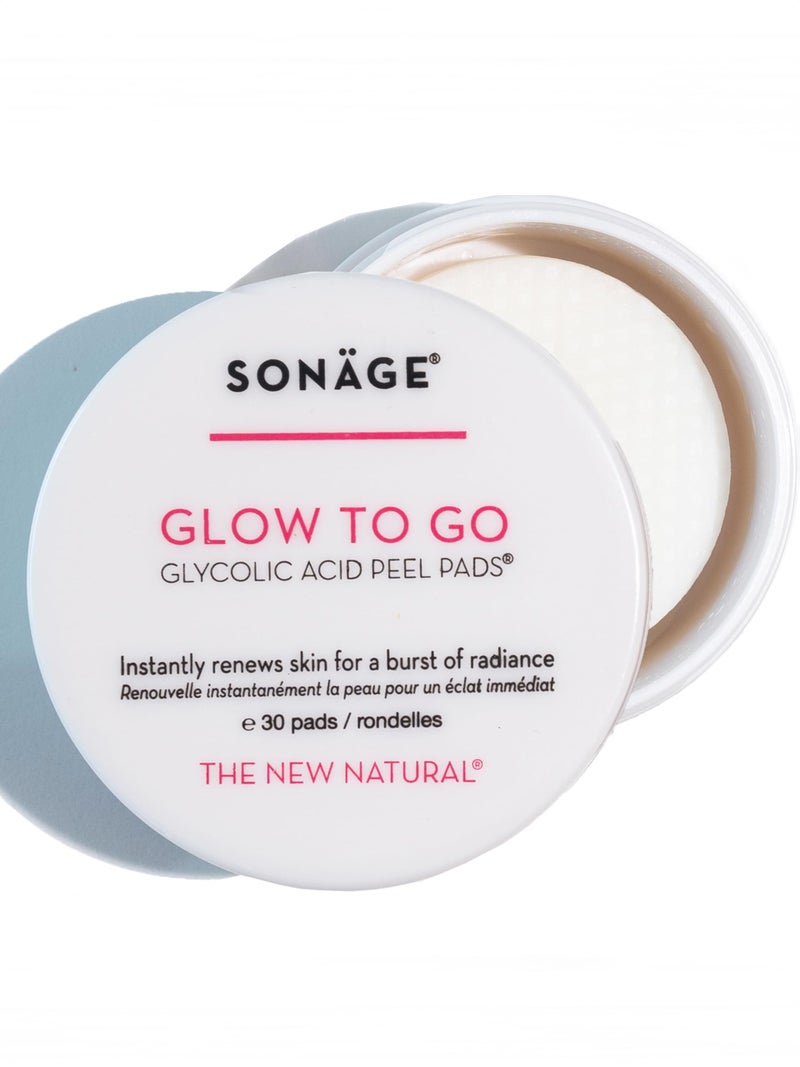 Sonage Glow To Go Glycolic Acid Peel Pads For Face & Body, Professional Strength Exfoliation and Resurfacing AHA Pads That Helps Even Skin Tone, Pore Size, Brighten & Smooths Complexion - Image 1