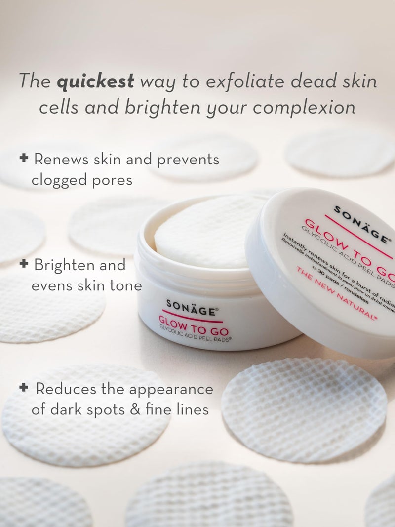 Sonage Glow To Go Glycolic Acid Peel Pads For Face & Body, Professional Strength Exfoliation and Resurfacing AHA Pads That Helps Even Skin Tone, Pore Size, Brighten & Smooths Complexion - Image 2