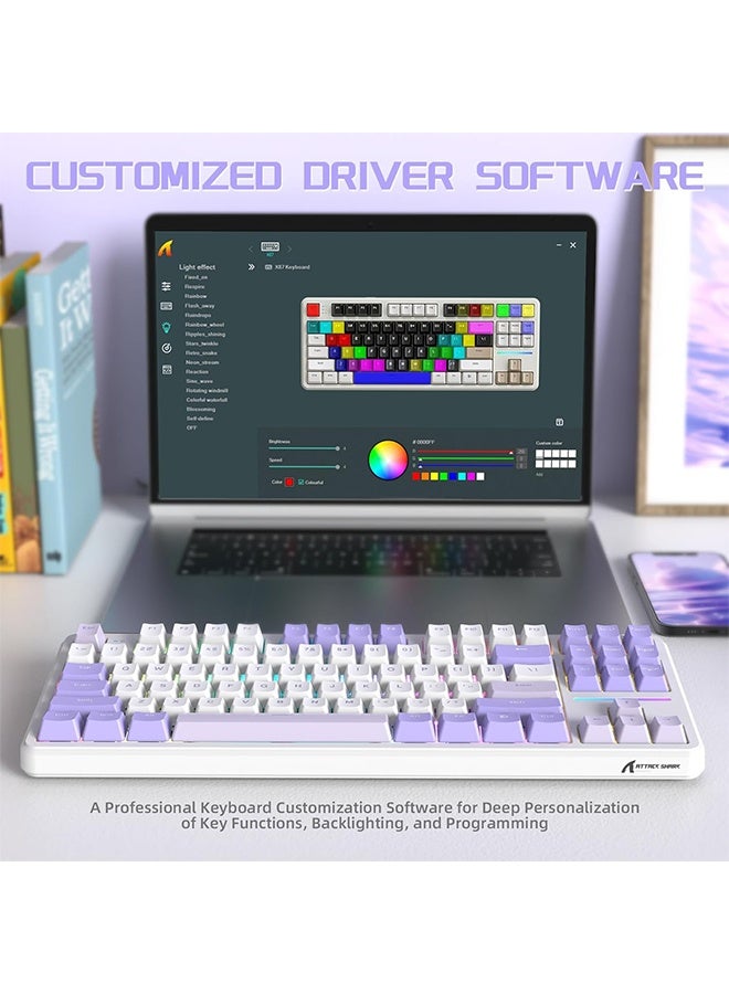 Attack Shark X87 Wireless Gaming Keyboard, 87 Keys RGB Backlit Gasket Mount PC Gaming Keyboard, Compact Hot-Swappable Mechanical Keyboard - Image 4